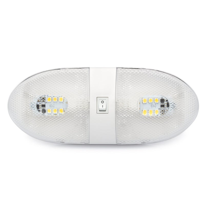 Lumitronics RV 12V Double LED Ceiling Dome Light, On/Off Switch, Removable Lenses - Image 2